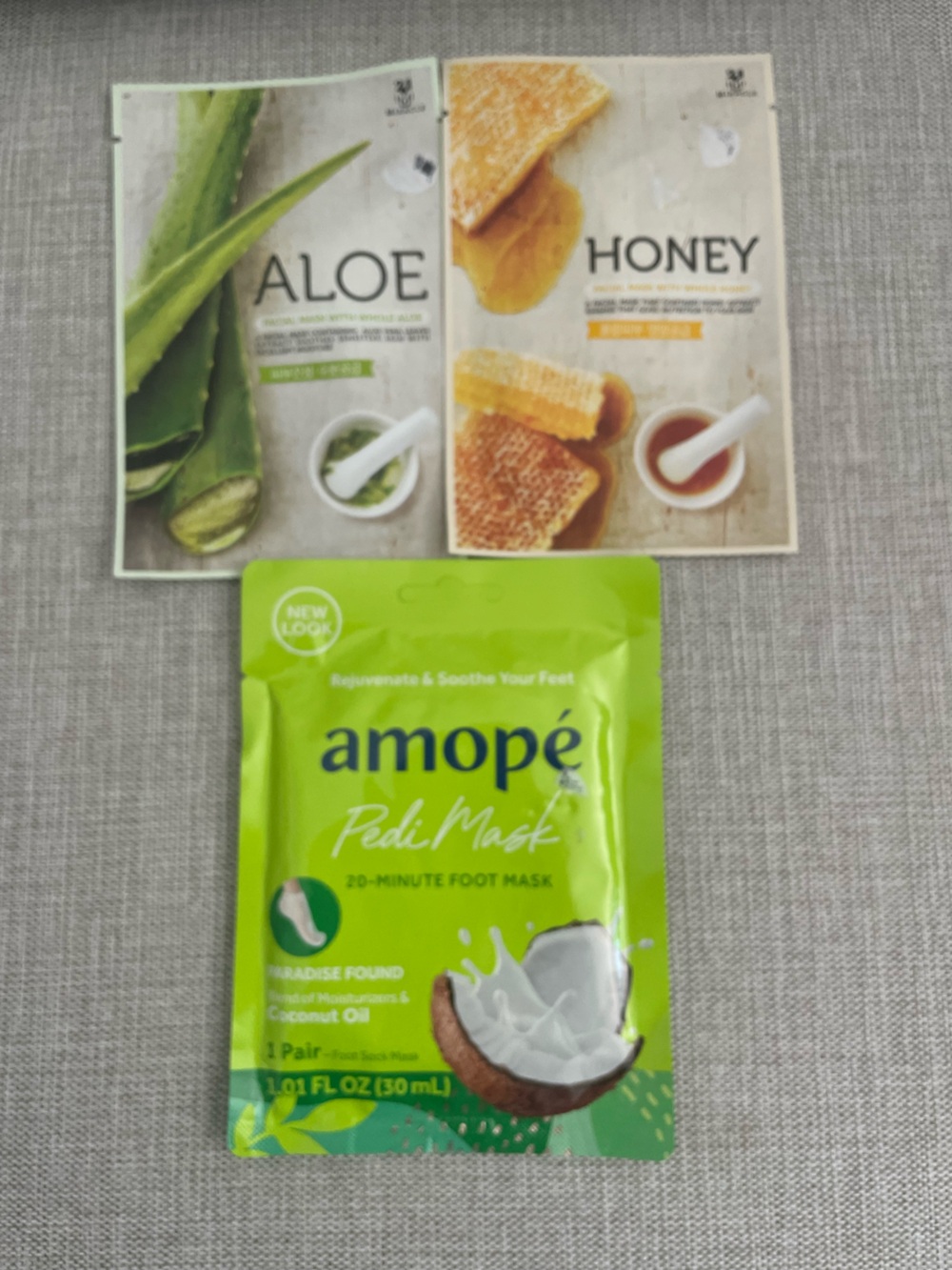 Amope pedi mask and  Aloe & Honey Skincare Mask Pack Set